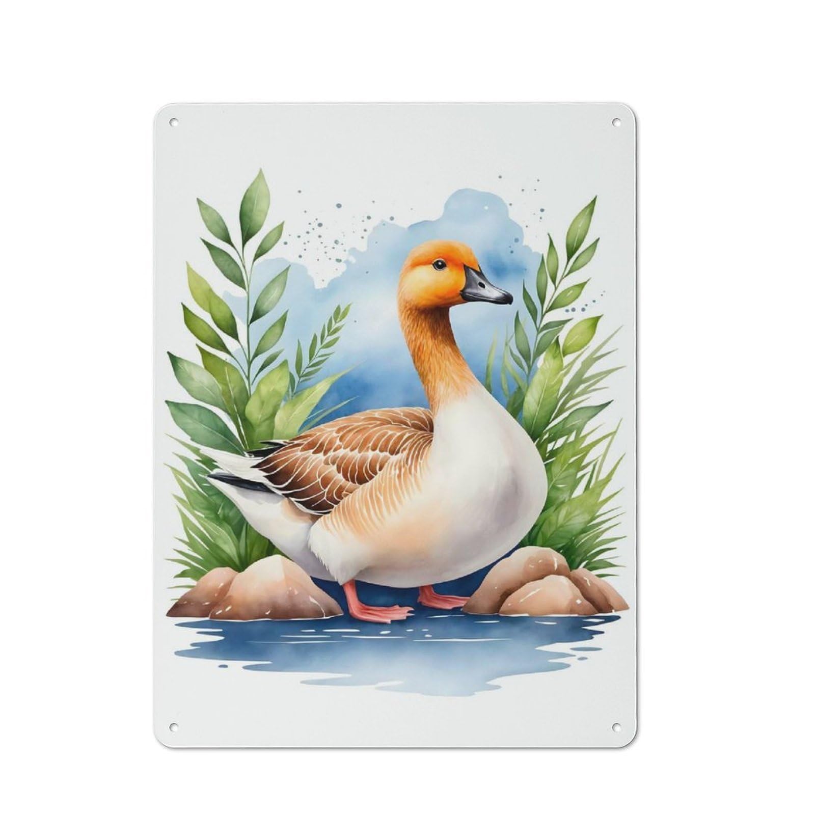 Workshop Style Garage Metal Sign 40x30cm Featuring Goose Watercolor, Industrial Wall Art for Garage, Hobby Room, Office Or Man Cave