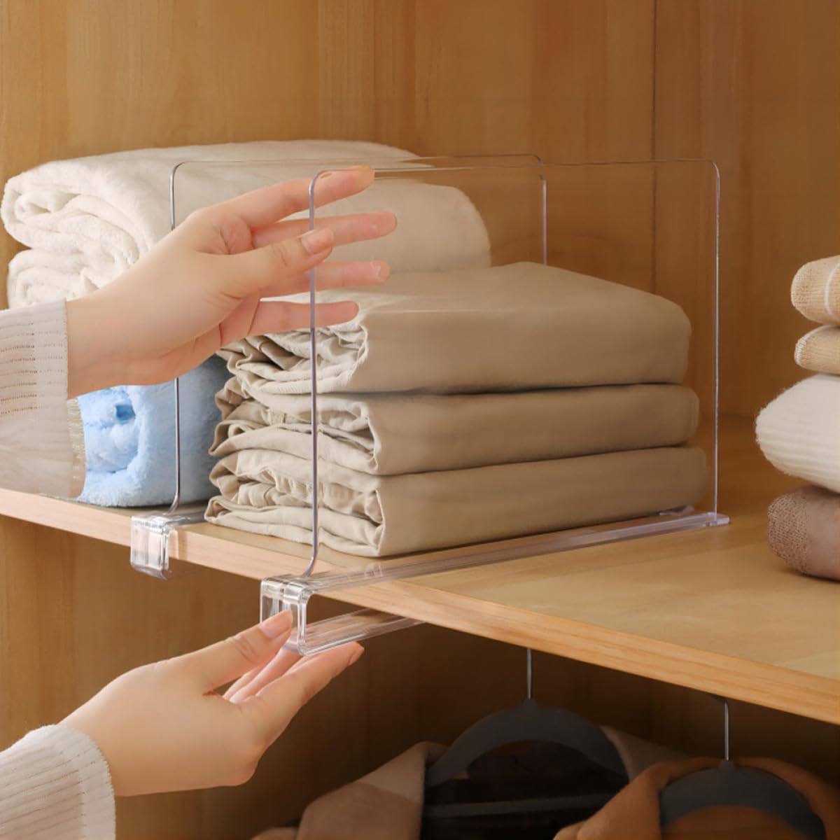 6pcs Shelf Dividers for Closet and Bookshelf Organizer, Vertical Storage Panels for Clothes and Cabinet Separation, Nail-Free Installation for Home Storage