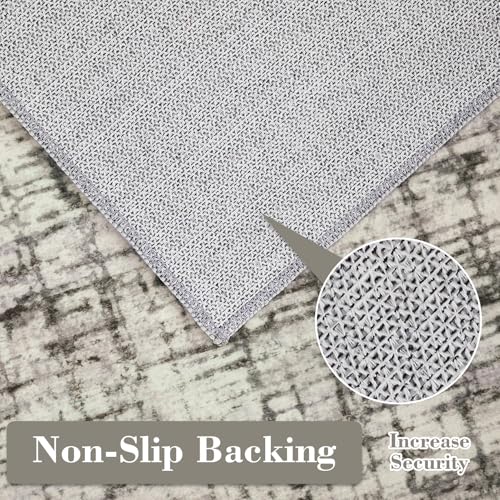 COZYLOOM Washable Area Rug 6x9 Rug for Living Room Modern Rug Non Slip Large Bedroom Rug Contemporary Abstract Rug Soft Low Pile Stain Resistant Carpet for Office Nursery Dining Room 6'x9' Taupe