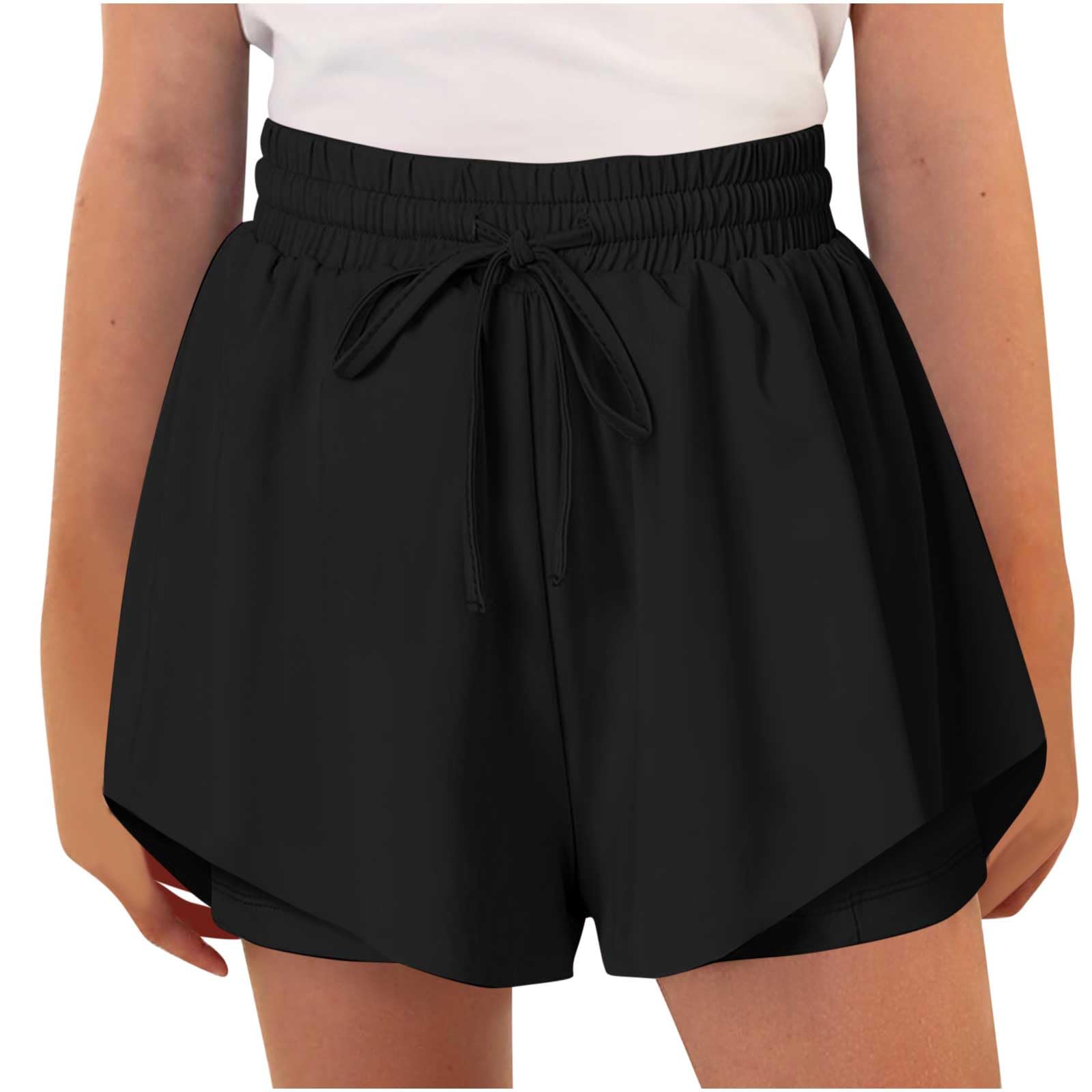 duxyoz Flowy Athletic Shorts for Girls Butterfly Shorts for Kids Teens Preppy Tennis Running Athletic Short with Liner 2-in-1 Double Layer Quick-Drying Comfy Short Pants Summer Clothes 8-9 Years