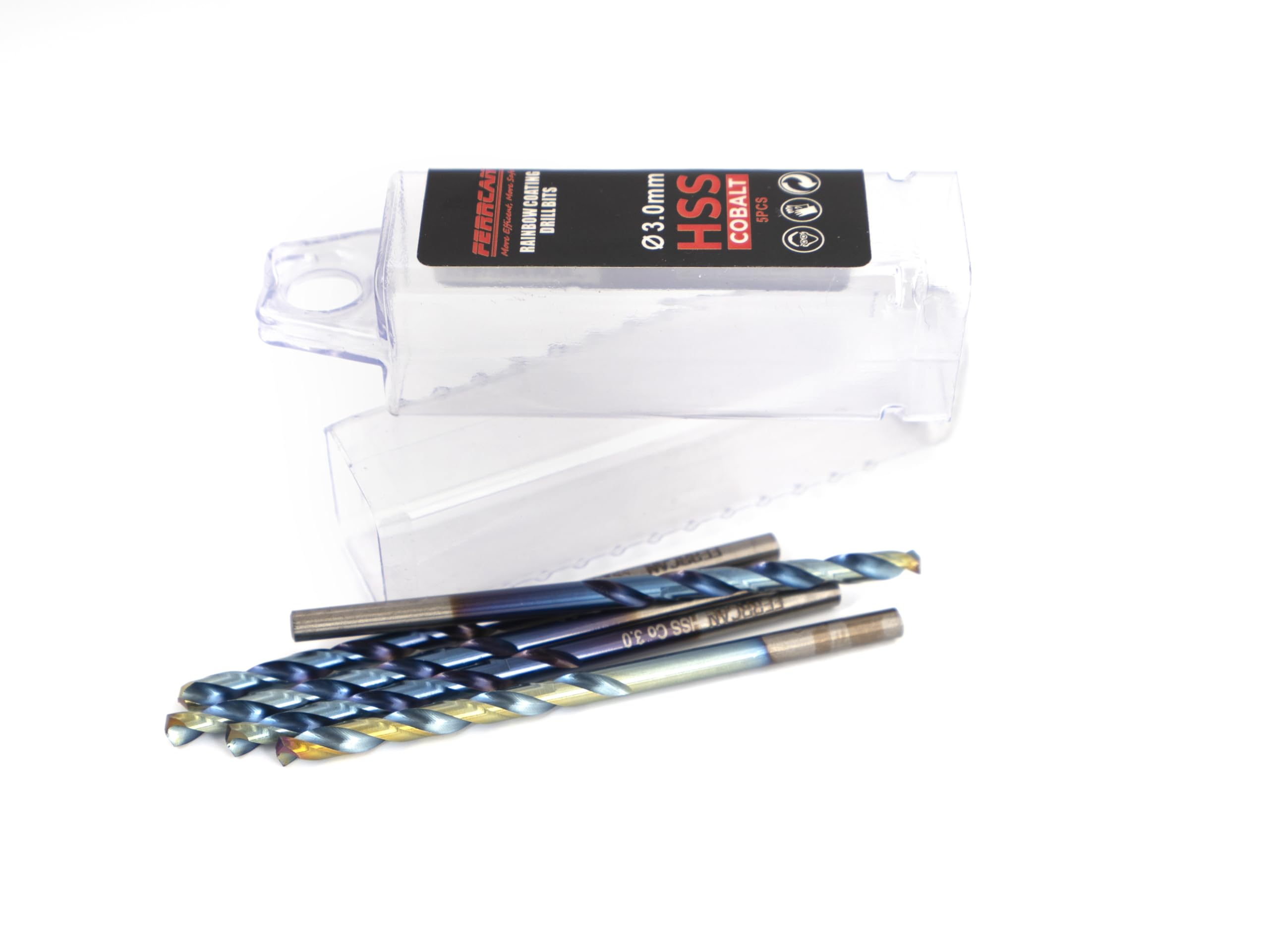 Brocas para metal HSS DIN338 M35 5% cobalto acabado rainbow para taladros en acero inoxidable, hierro y otros metales paquete de 5 unidades por medida (3mm)
