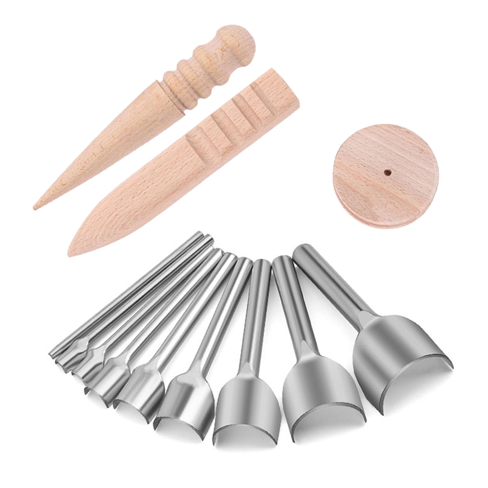 Tsophreniq 12Pcs Leather Craft Half-Round Cutter Wood Leather Craft Edges Slicker Burnishing Burnisher Tool Multiple Size Cutter
