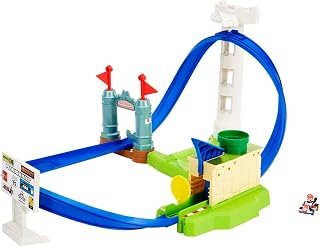 Hot Wheels Mario Kart Keskin Dönüşler Pist Seti, bilgisayar oyunundan ilham alan oyun seti, Mario Kart aracı dahil, 3 yaş ve üzeri HGK59