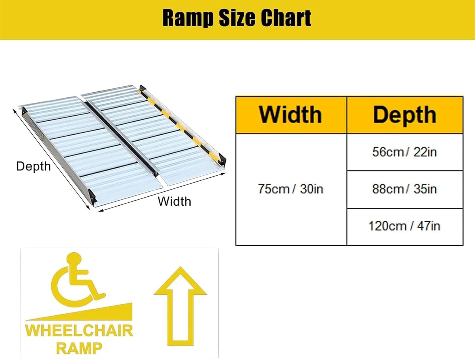 Rampa progowa, lekka aluminiowa rampa dla osób starszych, stopnie szopy zewnętrzne, rampy progowe, przenośna składana rampa dostępowa, pojemność 300 kg (75 x 120 cm)
