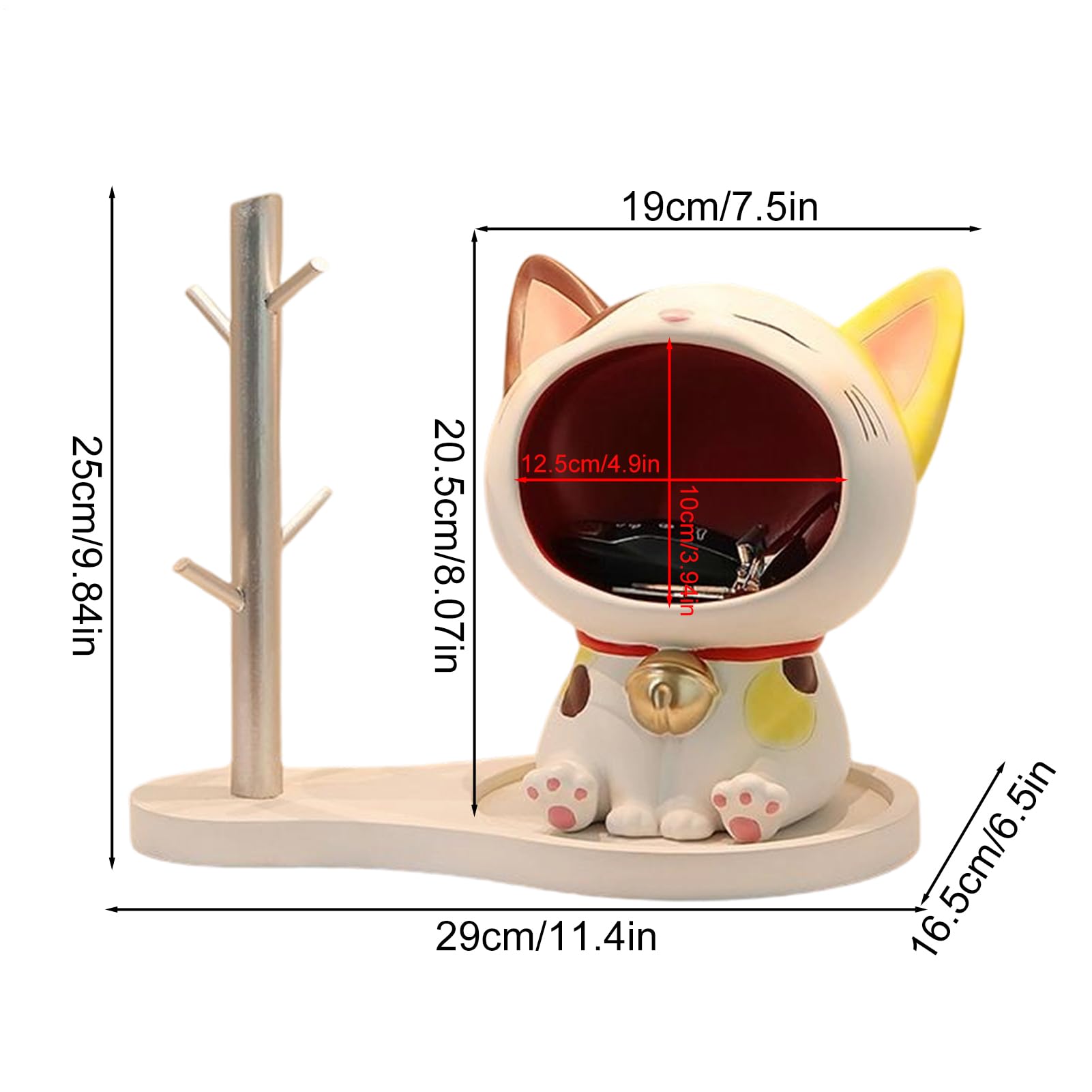 Bol Para Llaves Figura De Gato De Pie Estatuilla Escultura | Cuenco Decorativo Para Llaves Y Dulces de Entrada Sala Dormitorio Gabinete Caramelos