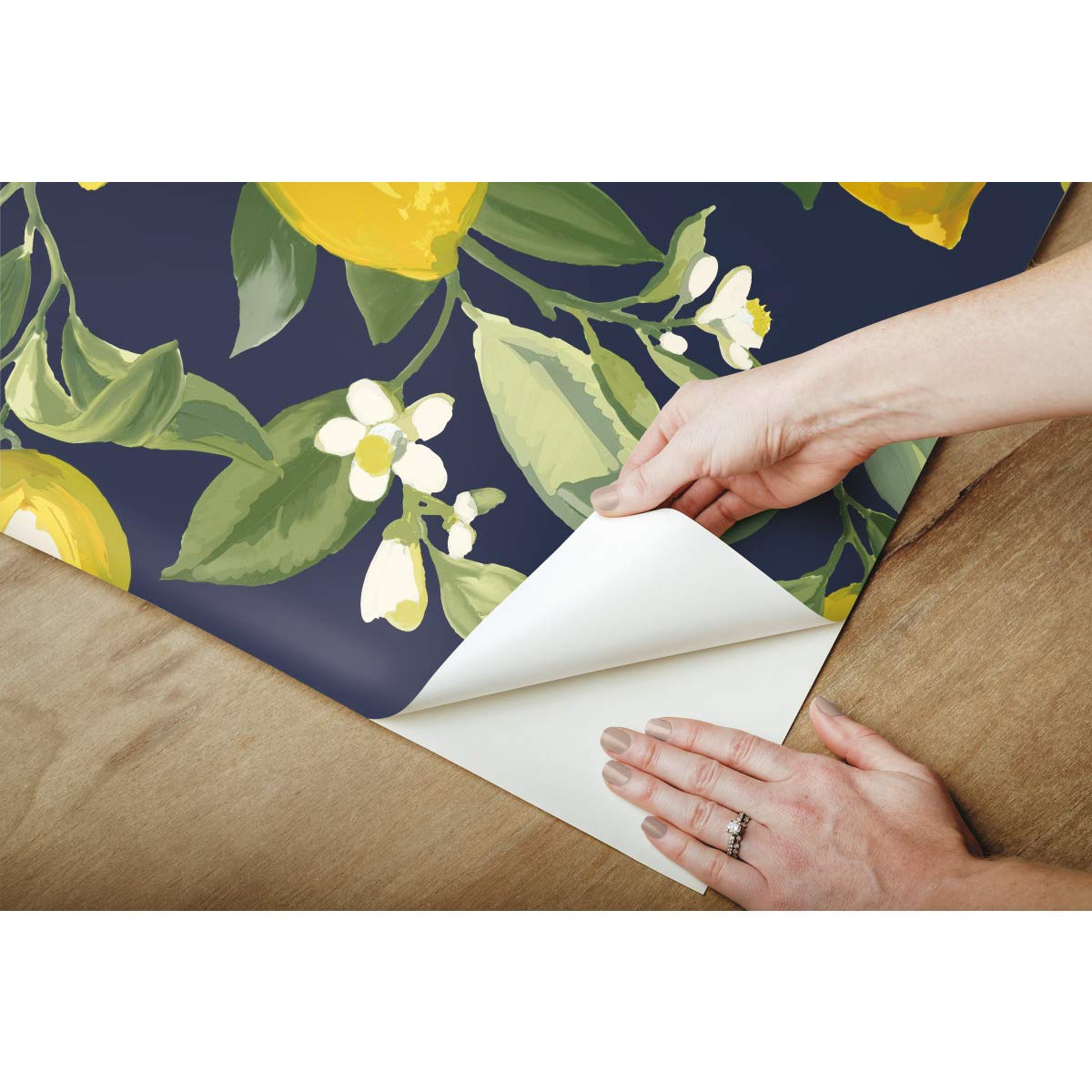 RoomMates Yellow And Navy Lemon Zest Peel And Stick Wallpaper | The