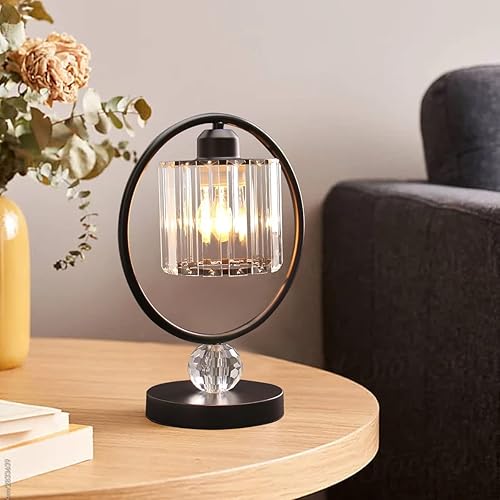 Miniatura 3 de Lámpara de mesa de cristal para mesita de noche, moderna y pequeña, lámpara de mesita de noche de metal para sala de estar, oficina en casa, E26,