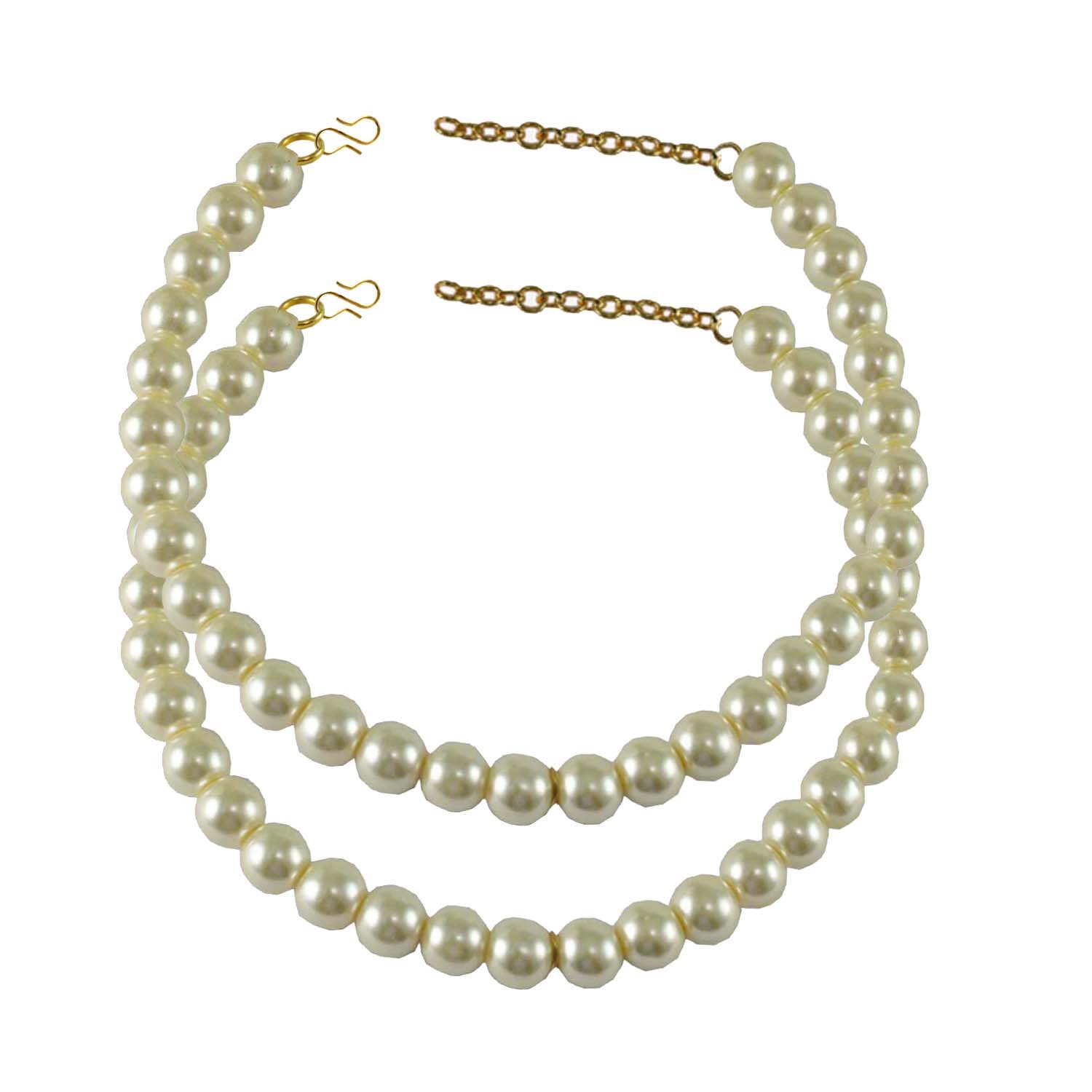 vidhya kangan Women's Regular Fit White Moti- Platted Brass Anklet (Multicolor) (ank127)-picture-2