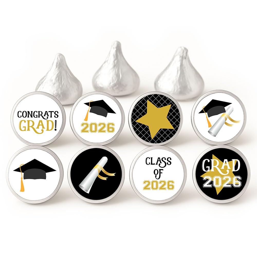 Amazon.com: Black Graduation Stickers for Hershey's Kisses, Favor