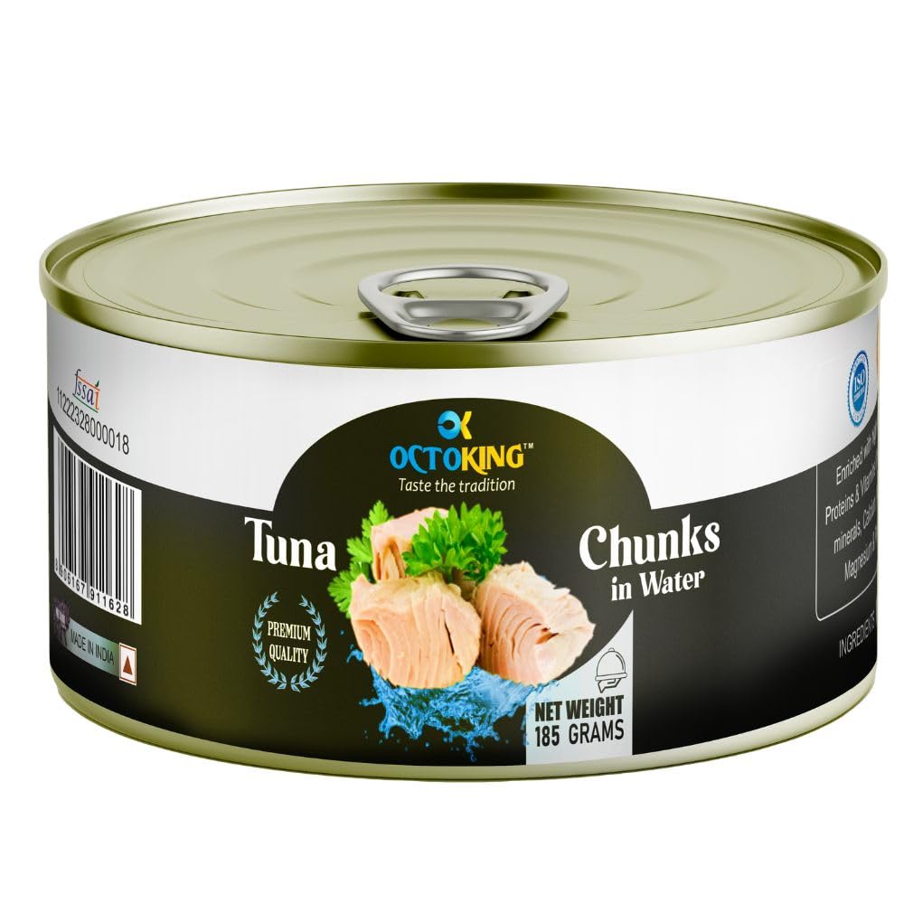 Octoking Canned Tuna Chunks in Spring Water, 185g, Pack of 3 - Image 2 thumbnail