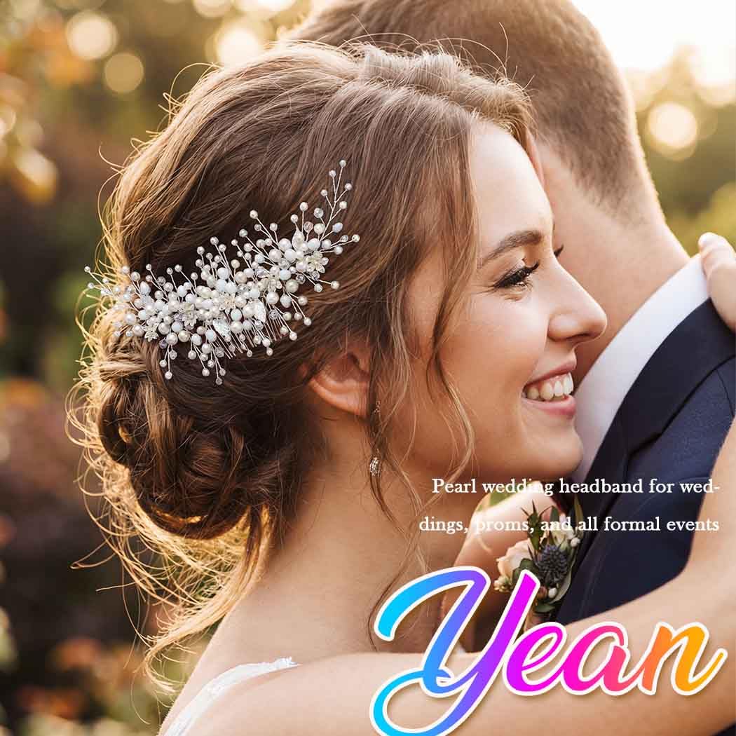 Yean Wedding Hair Comb Pearl Headpice Bridal Hair Accessories for Women