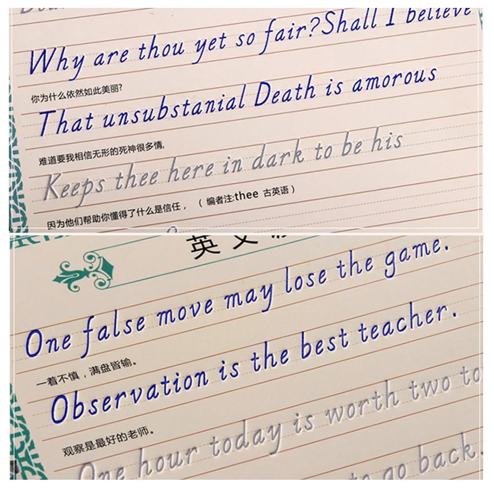 salyher 3pcs Italic English Magic Practice Copybook Reusable Groove Calligraphy Exercise Book Handwriting Training Book for Adults Kids Students Gifts - Image 7