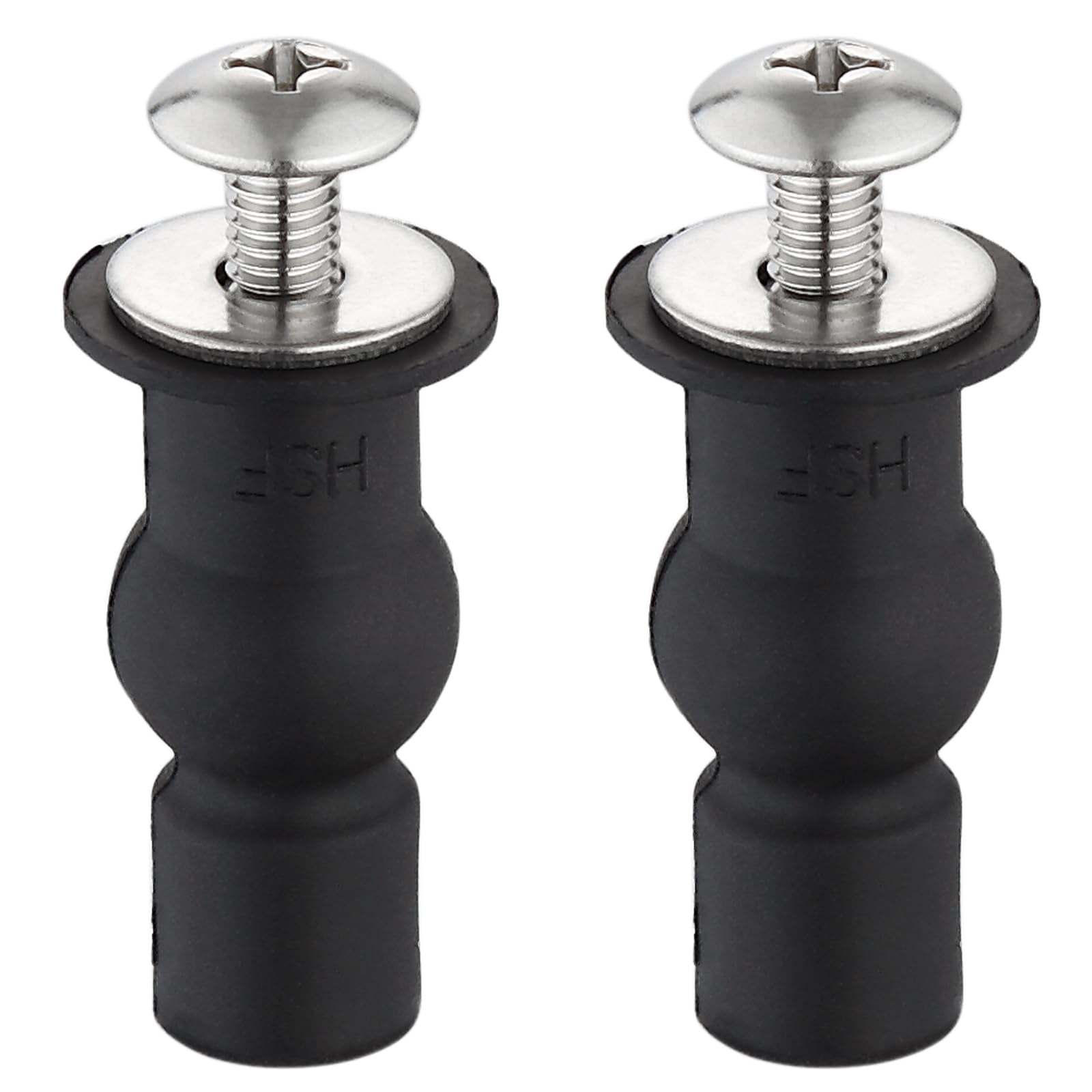 2 Pack Universal Toilet Seat Hinges Screw,Toilet Seat Screws Replacement kit,Toilet Seat Hinges Blind Hole fixings, Expanding Rubber Top Fix Nuts