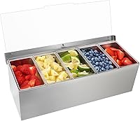 Vista 8 de MOLIGOU Servidor de condimentos en hielo, caddy refrigerado con 5 compartimentos extraíbles, contenedor de bandeja de servir refrigerada con tapa