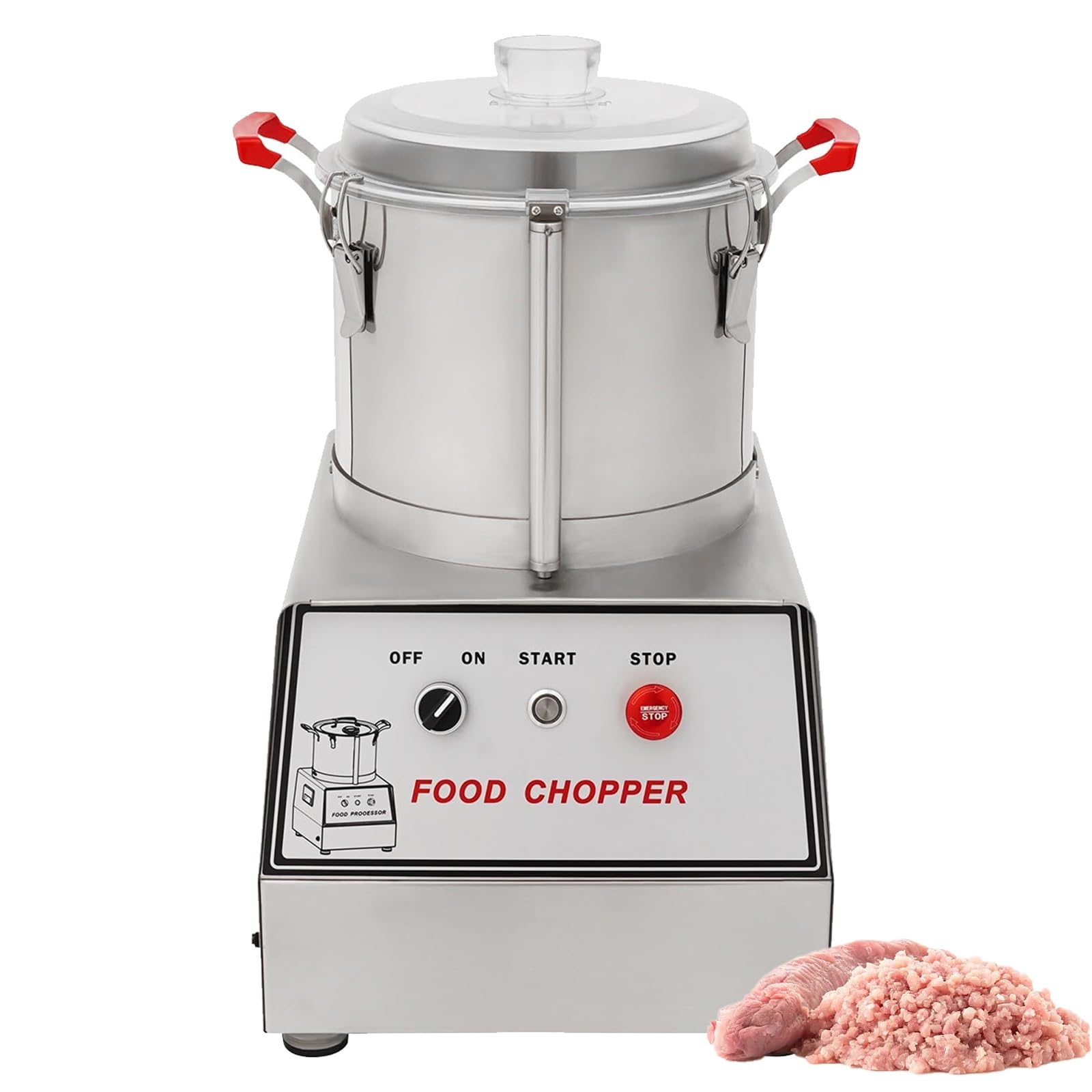 KJZQXYX 5L Commercial Food Processor,Electric Vegetable Chopper, with Clear Lid,Removable Bucket,for Restaurants Cafeterias Home Kitchen
