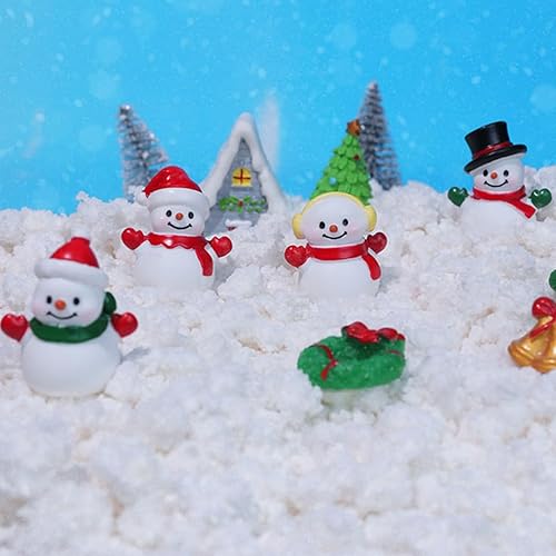 Miniatura 6 de LUOZZY Figuras de muñeco de nieve en miniatura de Navidad, adorno de muñeco de nieve de resina para micro paisaje, mini maceta de jardín, decoración