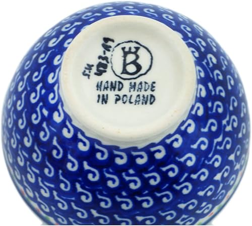 Miniatura 4 de Auténtico cuenco de cerámica polaca de 4 pulgadas con diseño de flores de primavera, hecho a mano en Bolesławiec Polonia por Ceramika Bona +