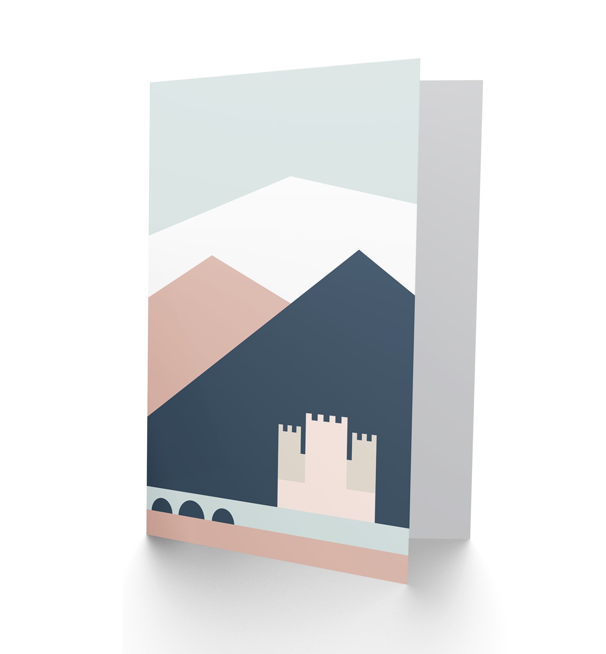Wee Blue Coo Eilean Donan Castle 2 Pastel Geometric Shapes Eilean Donan Castle Scotland Greetings Card