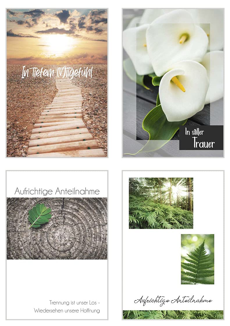 Edition Seidel Set 12 Trauerkarten/Beileidskarten Mit Umschlag - 10,5x16,0 Cm, Premium-Druck