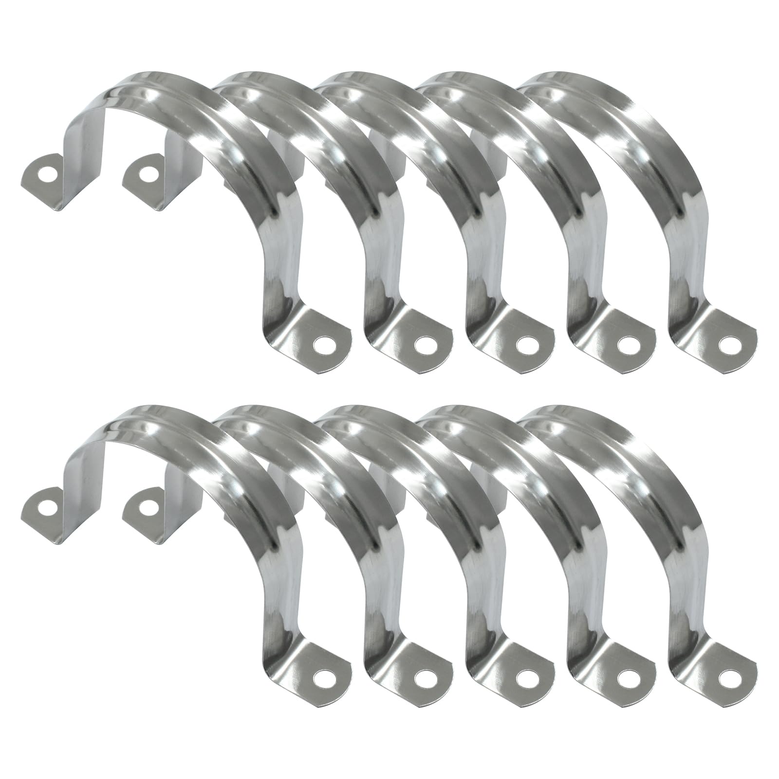 10 Pack M63 Rigid Pipe Strap, 2-1/2 Inch, Silver