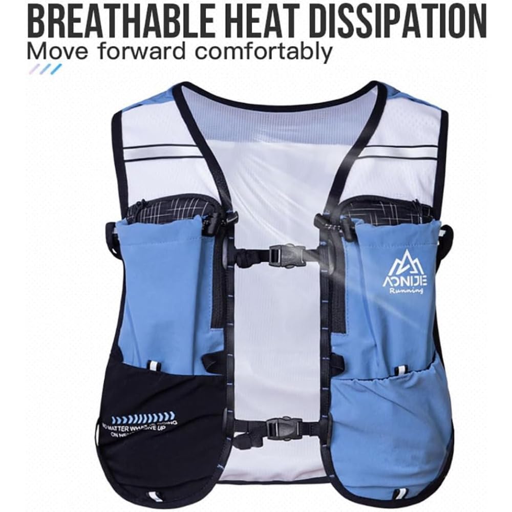 YOUGLE Paquete de chaleco de hidratación de 5 l, mochila ligera para correr, senderismo, carreras, maratón (negro + bolsa de 1.5 L)