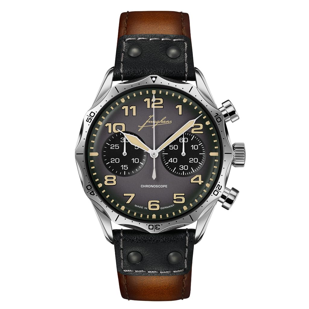JUNGHANS Meister Pilot Chronoscope Fliegeruhr Braun/Anthrazit 27/3493.00