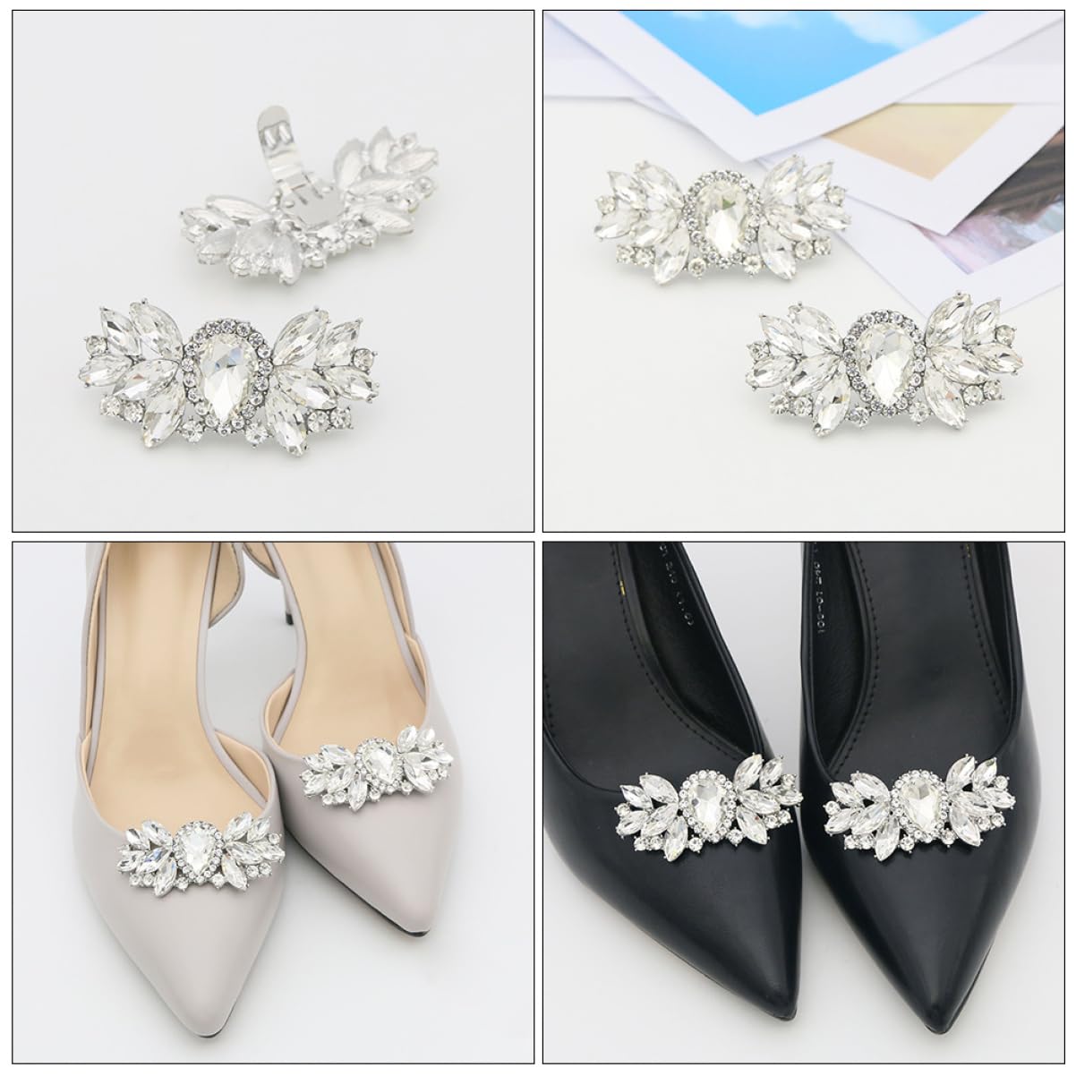 CALLARON Accessori Per Fermagli Per Scarpe Nuziale Incantesimi Ciondoli Per Scarpe Clip Decorazioni Di Fermagli Per Scarpe Nozze Lega Di Alluminio Bianca