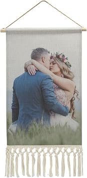 FGHJ Custom Hanging Poster with Delicate Tassels Personlized Scroll Poster Design Your Own Photo Text Logo Thick Fabric Wrinkle Resistant Canvas Prints Wall Art Decor for Living Room Bedroom