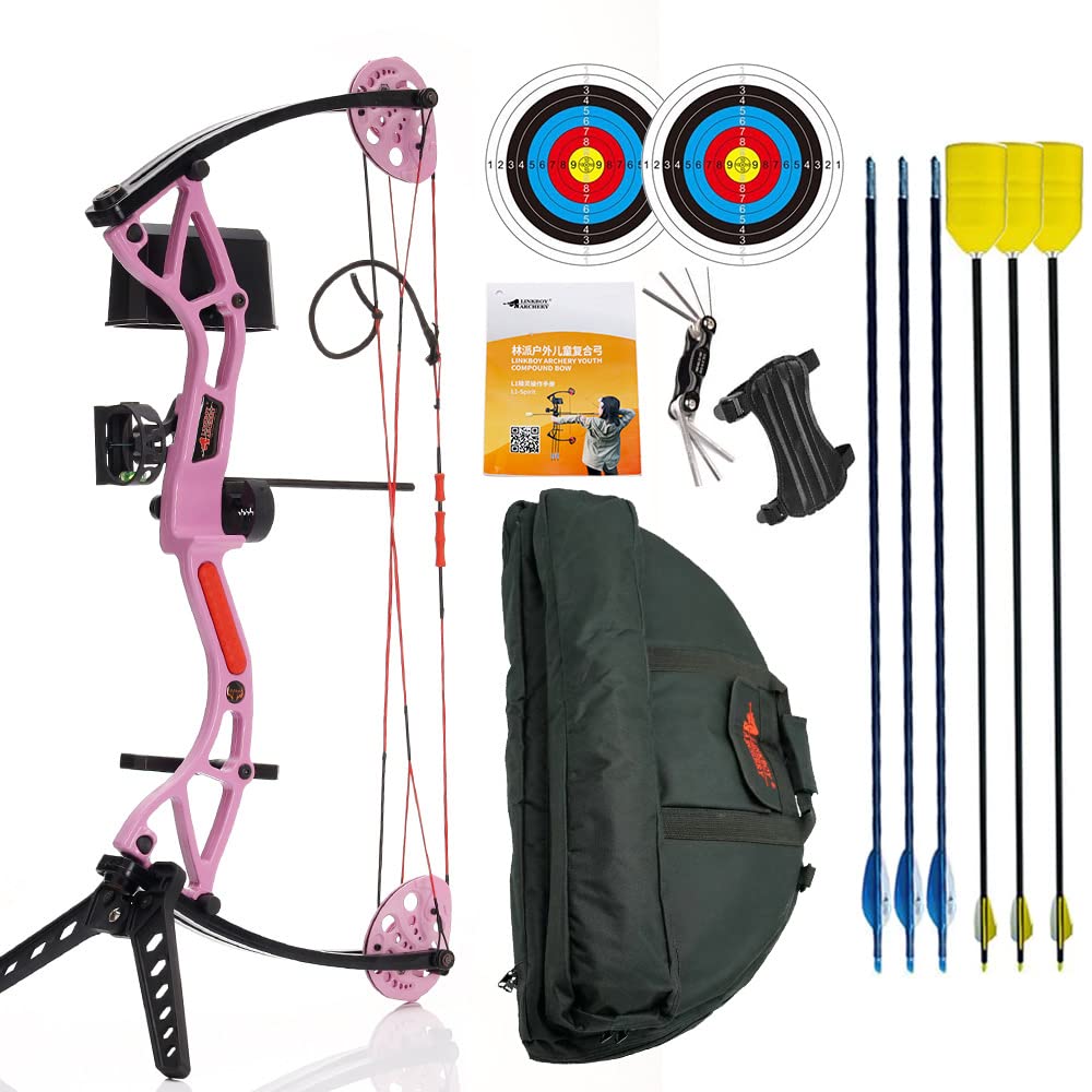 Linkboy Kids Compound Bow Set 10-20 lbs Tension is Suitable for Ages 5-15