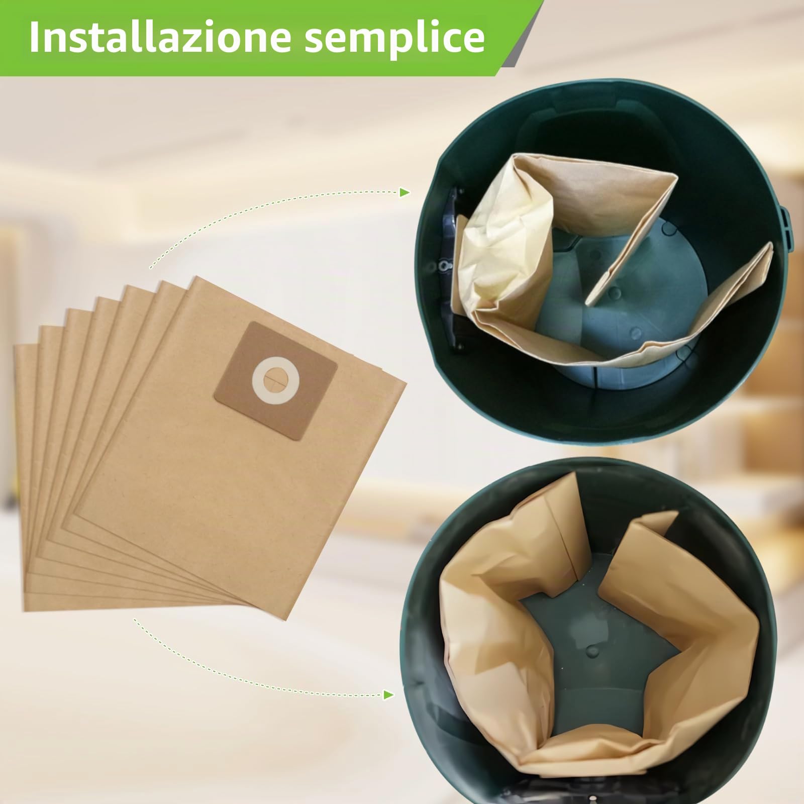 15 sacchetti filtro di carta per Bosch Advancedvac 20 sacchetti accessori