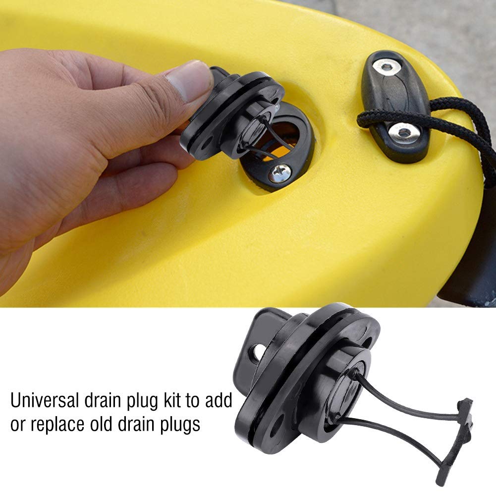 Tappo Di Scarico Universale Per Kayak E Canoa – Set Con Tappo Filettato E Sistema Anti-Smarimento, Plastica Nera - 4