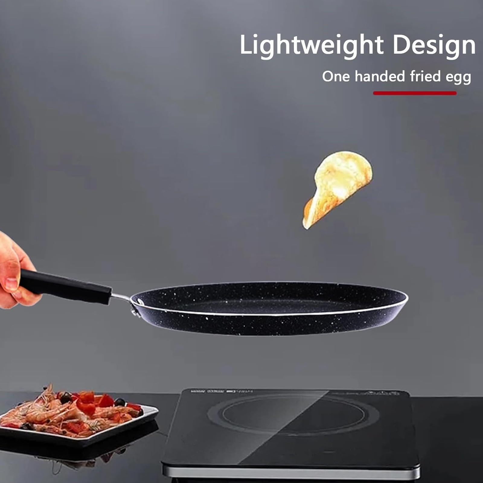 Juego de 3 sartenes antiadherentes con asa para panqueques, crepes y desayuno, sartén de aluminio, utensilios de cocina, hornear, sartén de desayuno