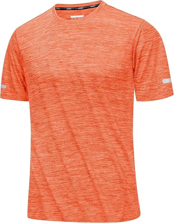 MAGCOMSEN Herren Sportshirts Kurzarm Laufshirt Schnelltrocknend Sommer T-Shirts Meliert Leicht Trainingsshirts Atmungsaktiv Funktionsshirts für Fitness Wandern Yoga