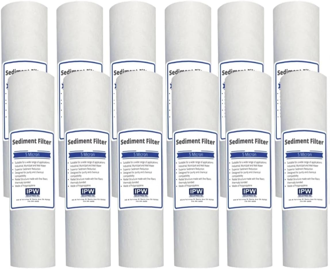 IPW Industries Inc. 12 Pack of 5 Micron Sediment Filters - 10" x 2.5" (12)