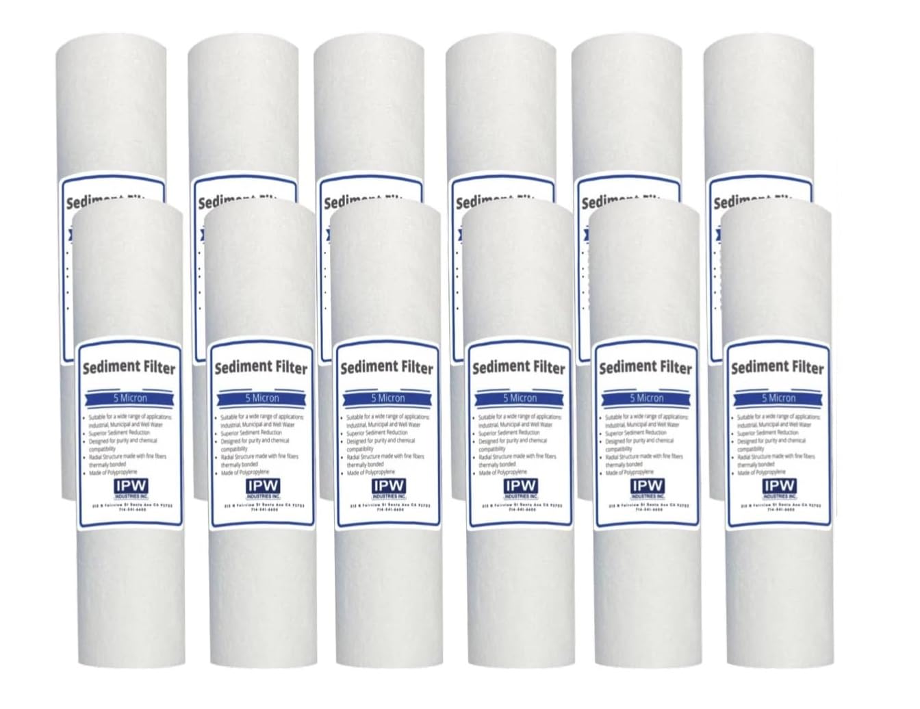 10" x 2.5" 5 Micron Sediment Filters 12 Pack