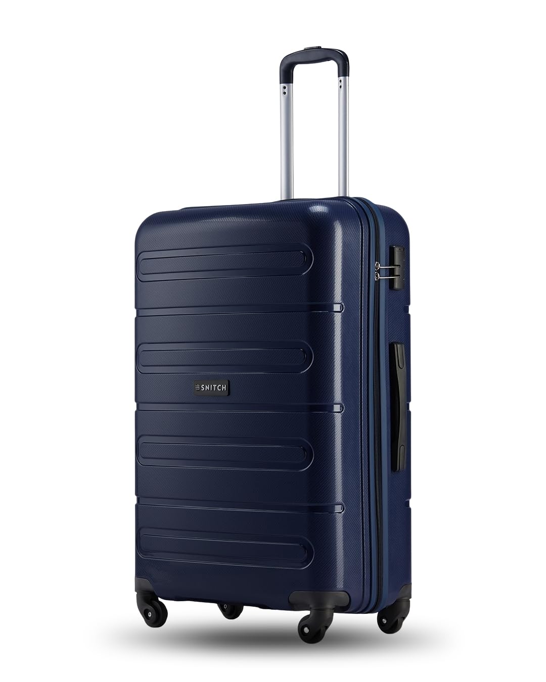 SNITCH Loop Large Size Blue Polypropylene Hard Travel Suitcase - Large Trolley Bags & Luggage with 4 Wheels, Secure Lock & Free Shoe Bag