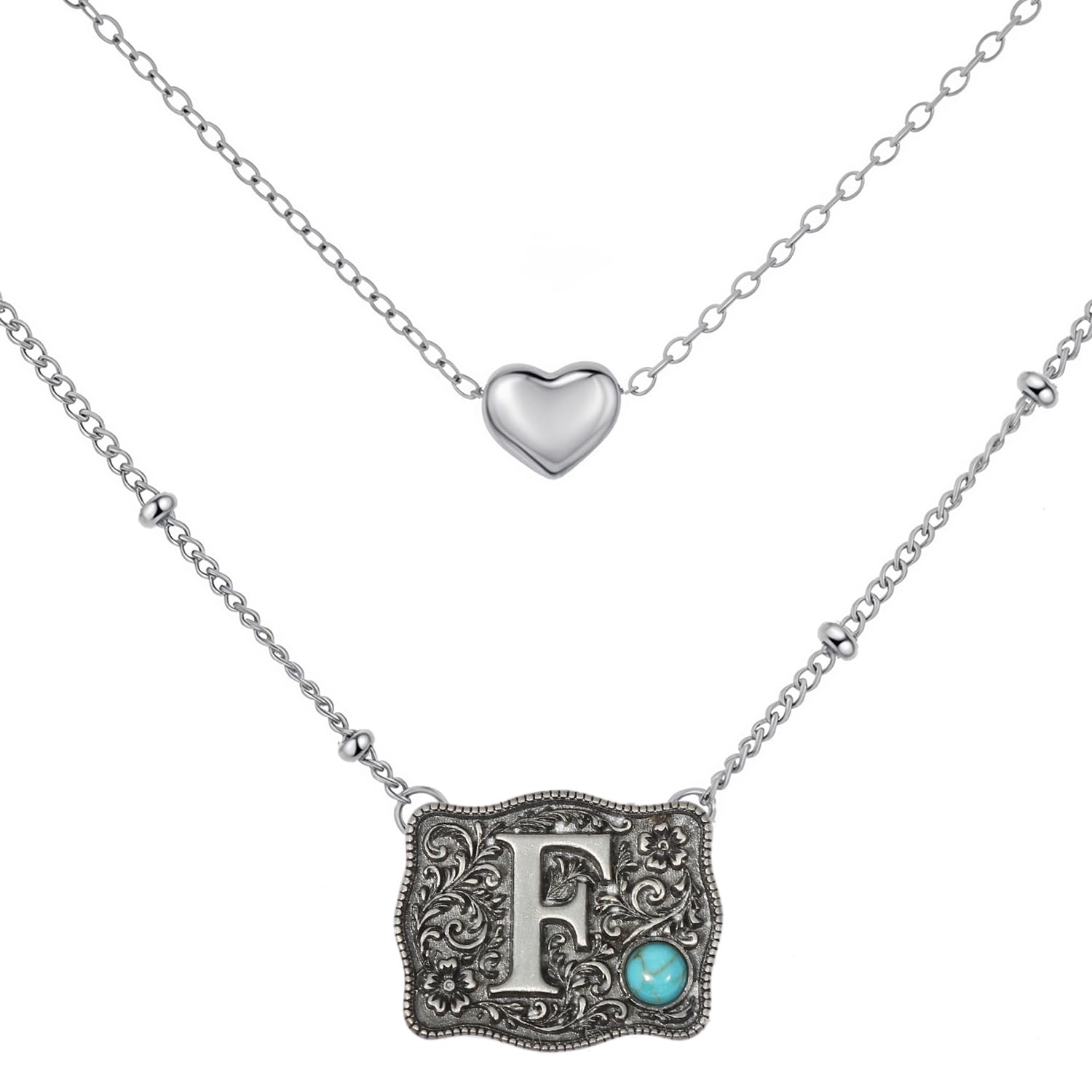 Belt Buckle Bracelet Initial Letter A-Z Bracelets Western Cow Tag Bracelet Belt Buckle Necklace Western Style Initial Letter Pendant Necklace