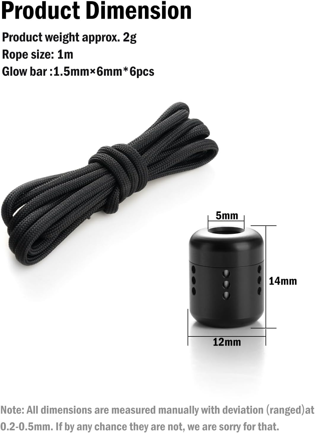 VIPERADE VAB5 PEI Paracord Beads, Knife Lanyard Beads with 6 Slots for DIY Glow Tubes, EDC Bead for Flashlight Knife Pocket Tool Keychain Pendant