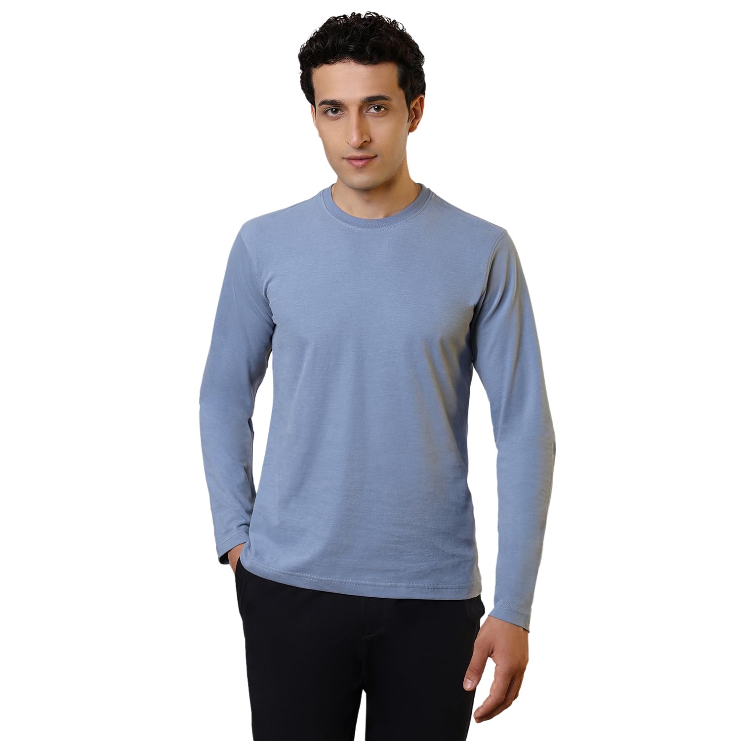 Men Full Sleeve Regular Fit Solid Pattern Pure Cotton Round Neck T-Shirt-image-17
