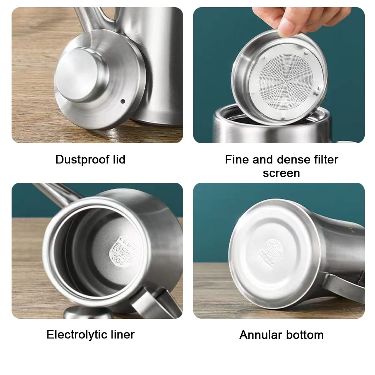 Bottiglia dispenser per olio, in acciaio inox, contenitore per olio da cucina con filtro a perdite, ideale per olio d'oliva, salsa di soia e aceto, essenziale per la cucina per chef