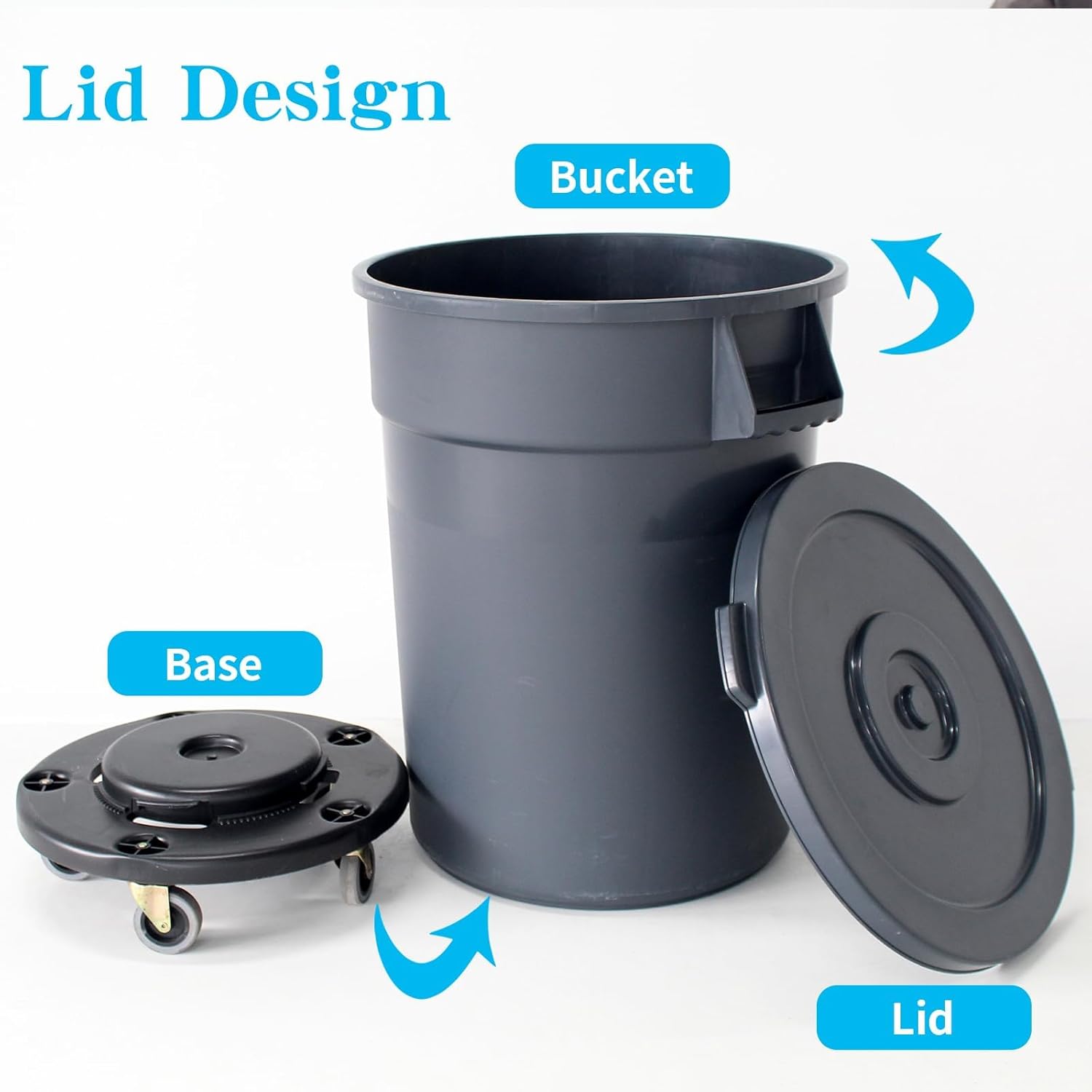 Outdoor Trash Can with Lid, 32 Gallon Trash Can with Lid and Wheels, Heavy-Duty Construction, Perfect Backyard, Deck, or Garage (2 Pack)