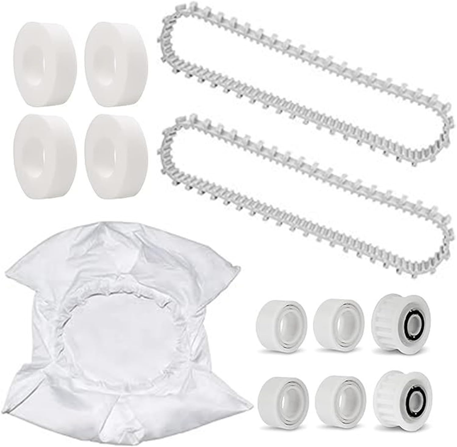 Pool Cleaner Filter Bag 99954307-R1,Guide Wheels 4 Pack with 2 Pack Pulley Gears 3884997-R6, Climbing Rings 6101611-R4,9985006-R2 Pool Robot Timing Track fit for Maytronics Dolphin, Nautilus CC Plus