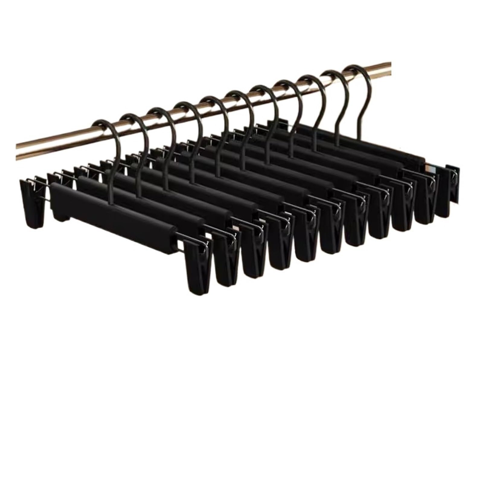 Hangers With Clips 5PCS Pants Hanger Adjustable Clips Space Saving Anti-Slip Metal Rack Women's Skirt Clothes Organizer Socks Lingerie Racks(Black 5Pcs)