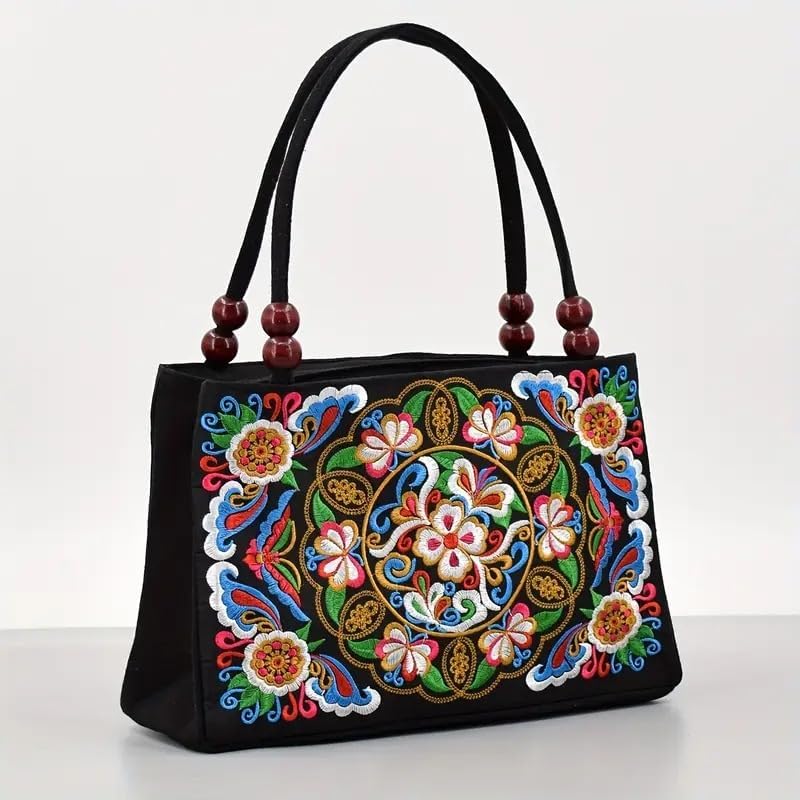 Ethnic Embroidered Shoulder Bag - Boho Floral Vintage Purse for Women2