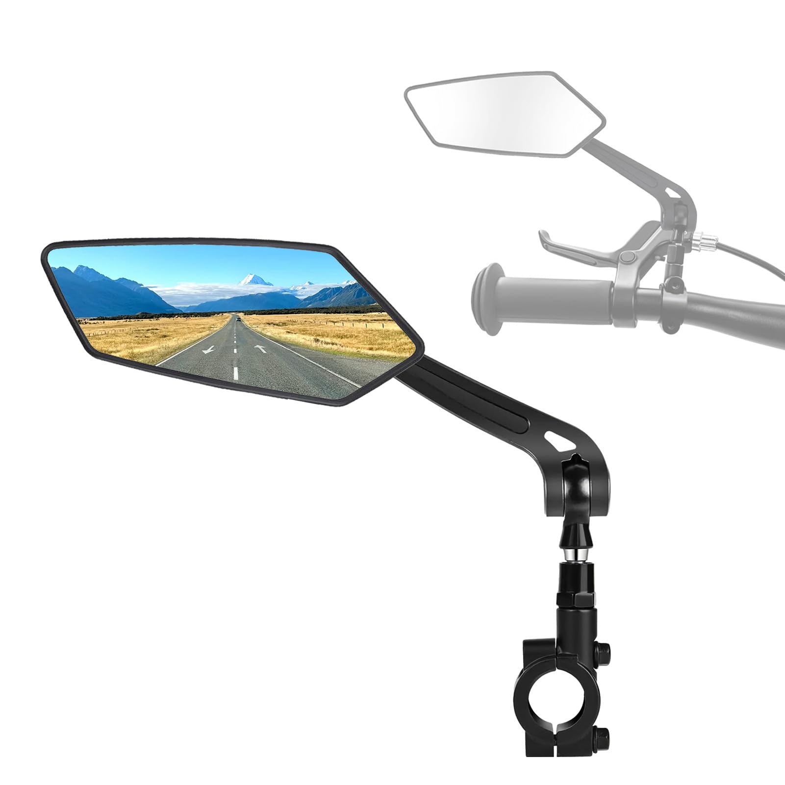 Lusterko rowerowe lewe – składane i obracane o 360° dla bezpieczeństwa | Uniwersalne lusterko na kierownicę z widocznością bez zniekształceń, do roweru, roweru elektrycznego, trekkingowego