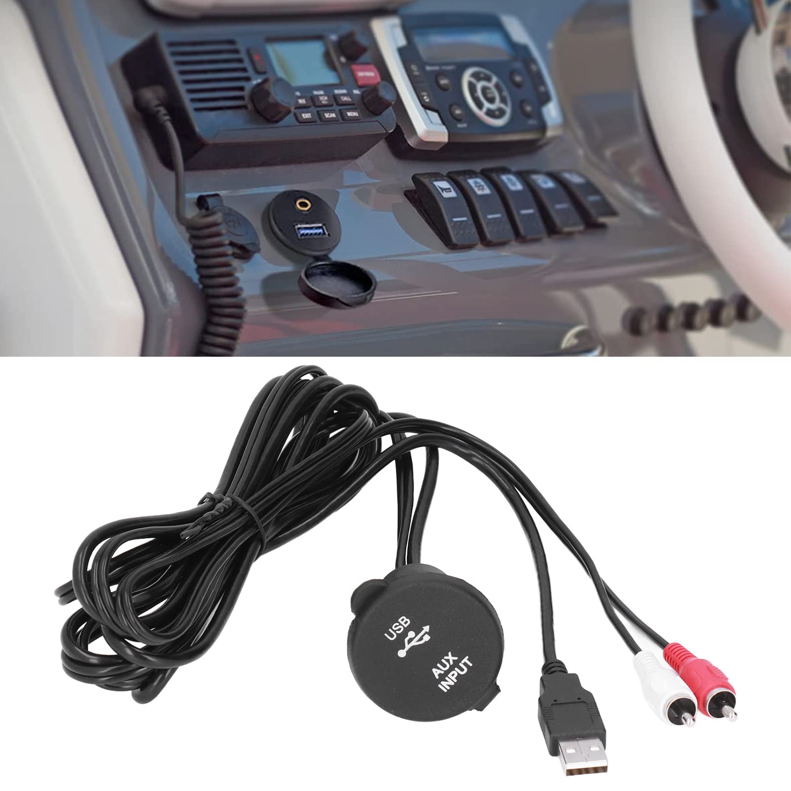 Zestaw przedłużaczy USB 3.0 do montażu podtynkowego, wtyk męski na żeński, 2 wtyki na 3,5 mm żeński, wodoodporny, odporny na promieniowanie UV, do samochodu, motocykla, łodzi,