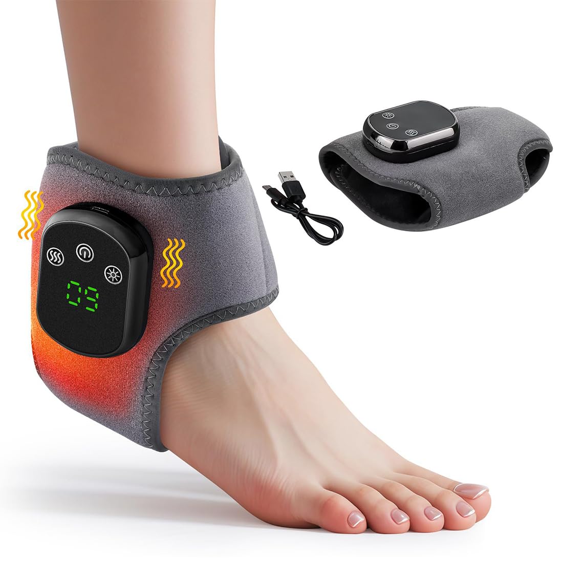 3-in-1 elektrisches Fußmassagegerät mit Wärme & Vibration – kabellos & wiederaufladbar – lindert Plantarfasziitis, Neuropathie & Fußschmerzen – für Senioren, Sportler & Diabetiker