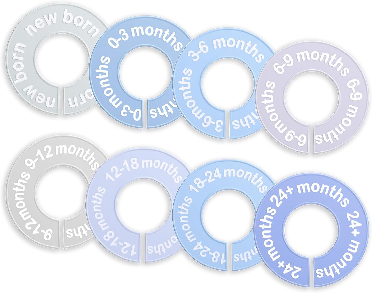 8PCS Baby Clothes Dividers for Closet | Round Baby Closet Dividers with 0-24 Permanent Month Markers Babies Clothes Organizer Fits Most Closets Rods for Nursery
