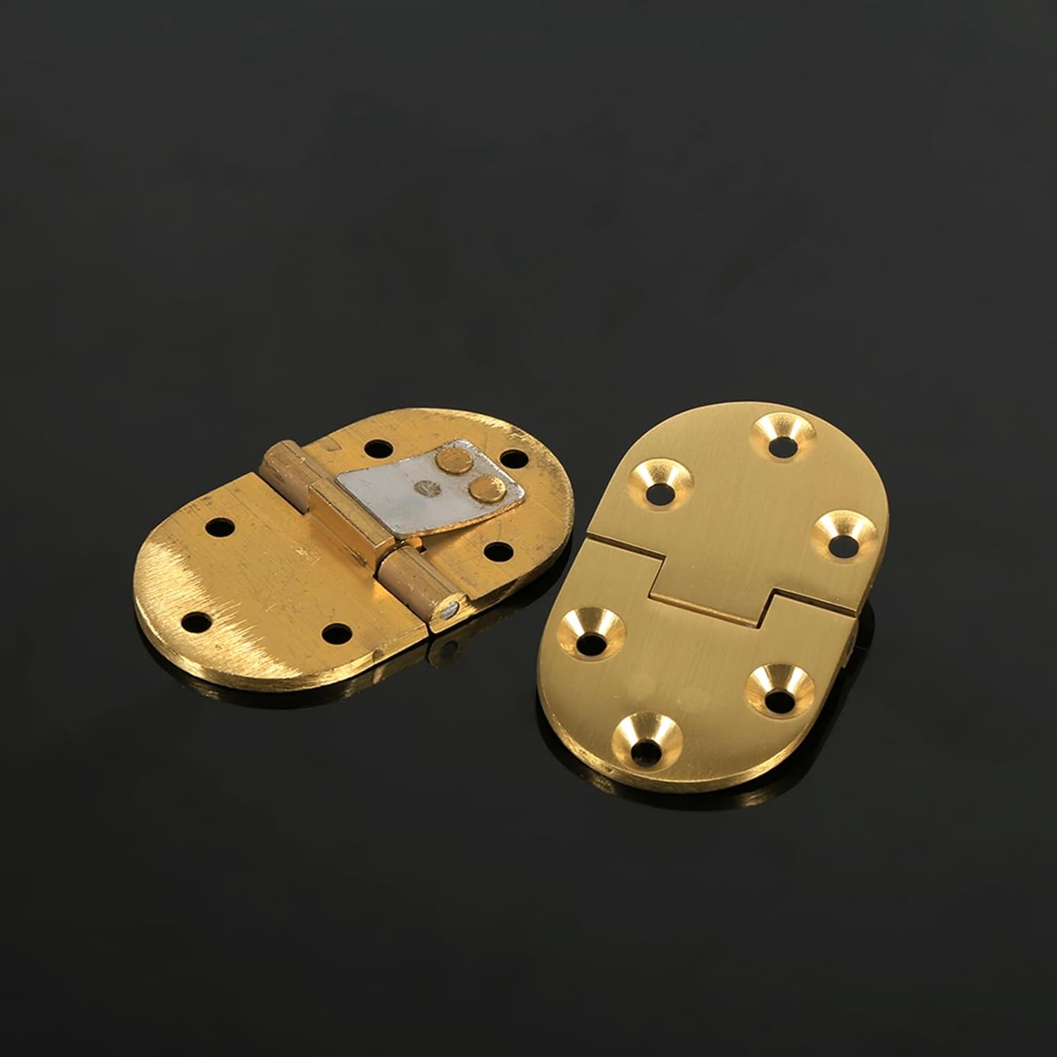 2pcs Brass Hinge Set for Butler Tray, 2-1/2"x1-1/2 Round Cabinet Hinge with Screws and Flap, Heavy Duty Brass Plated Hardware for Furniture Repair and Restoration Projects