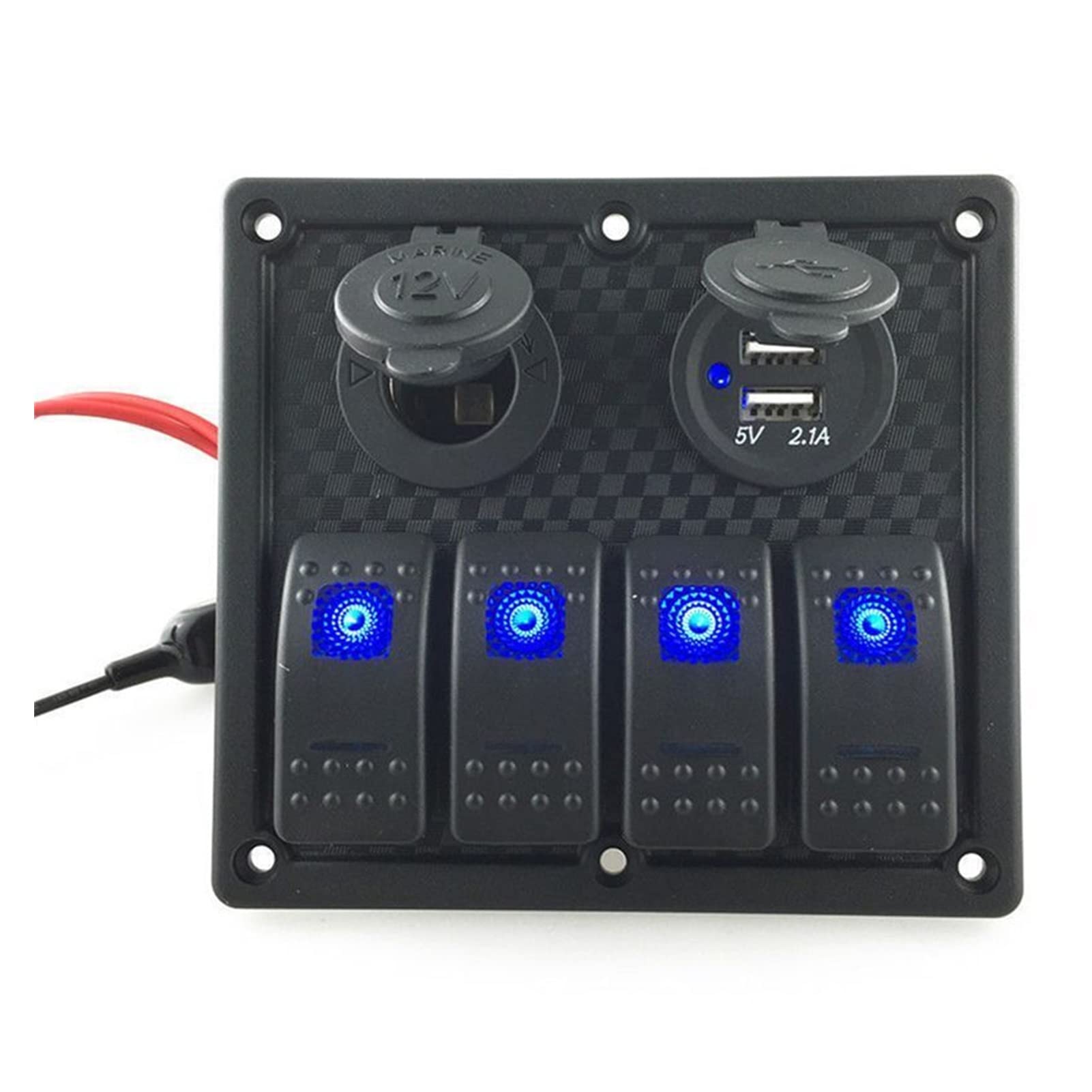 INEOUT 1. 2V-24V 4 Gang Auto Car Marine Boat Toggle Rocker Pannello interruttore 2. 1A + 1A. Doppio USB Presa for accendisigari caricabatterie WI